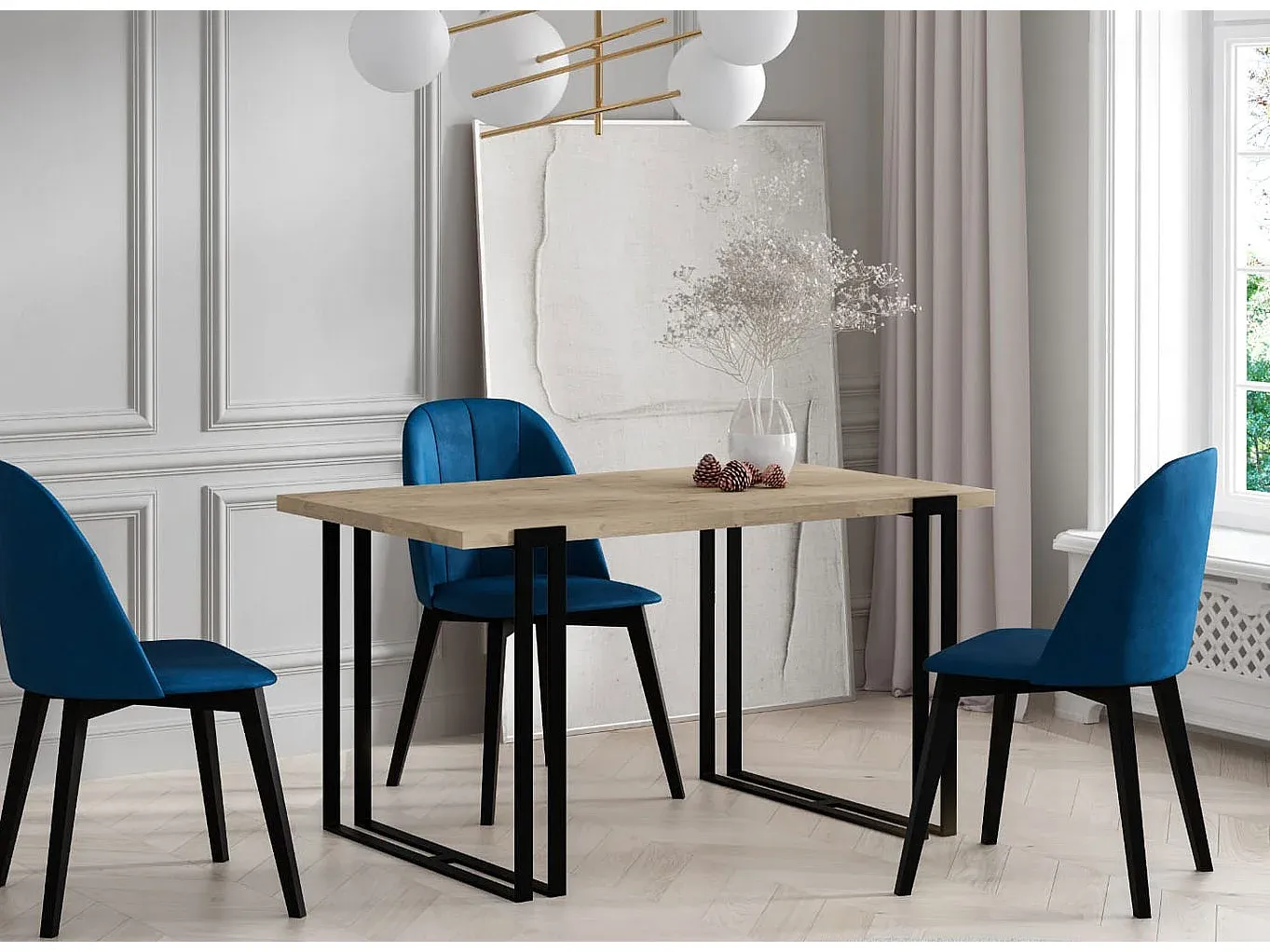 Moderner Ausziehbarer Esstisch in Grau/Schwarz, 140-240 cm-Basneoion