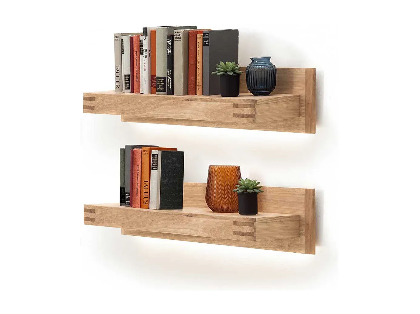 Schweberegale aus Eiche Bianco furniert 90 cm breit, 2er-Set-Basneoion