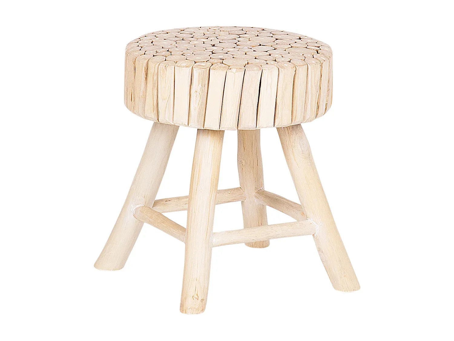 Runder Nachttisch aus Teakholz in Hellbraun, 35 cm-Basneoion