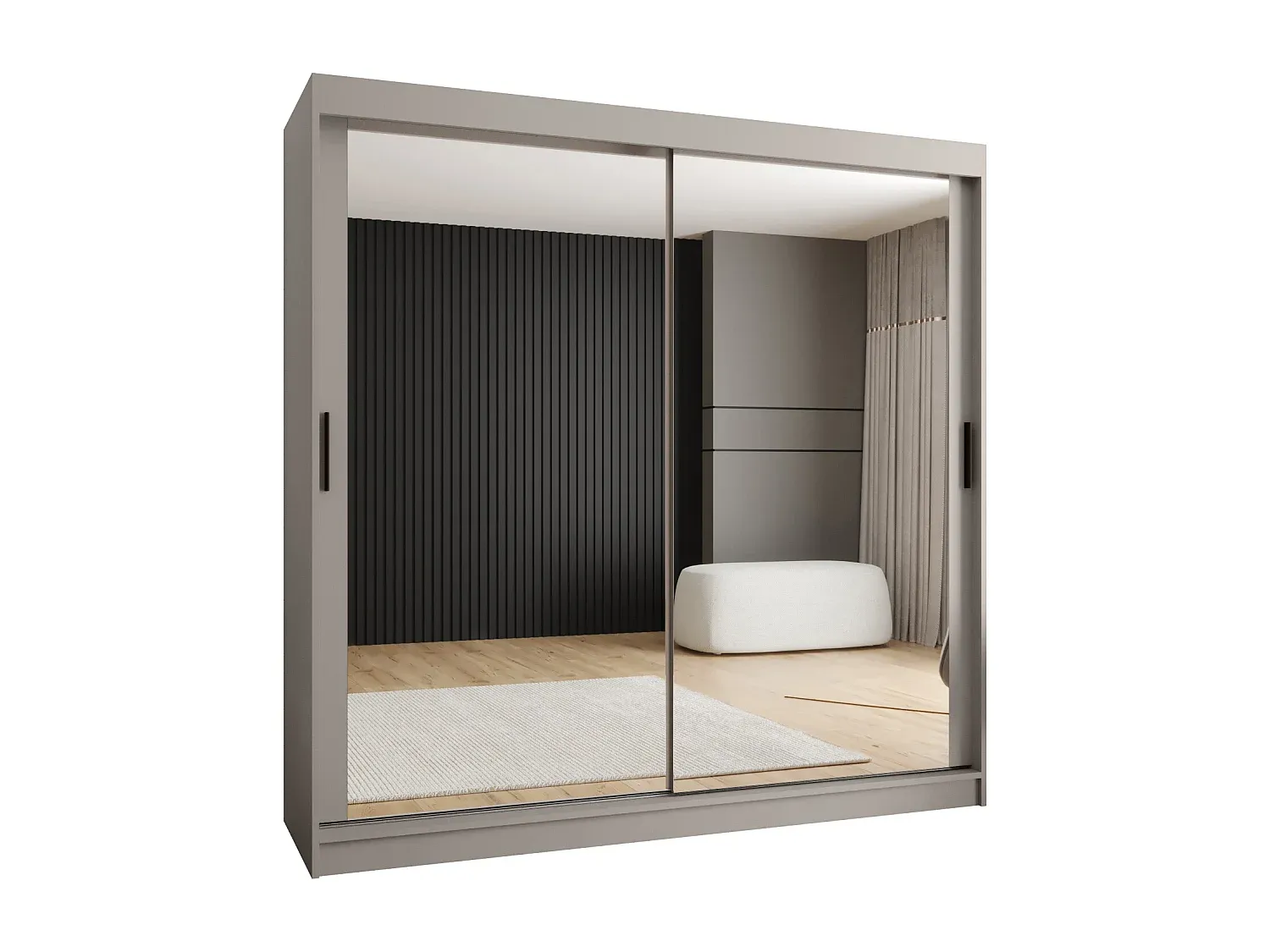 Moderner 2-türiger Kleiderschrank mit Drehtüren in Kaschmir-Basneoion