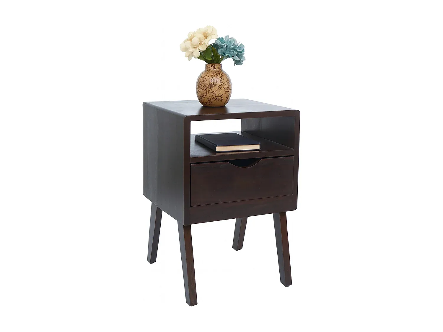 Moderner Beistelltisch aus Holz, dunkelbraun-Basneoion