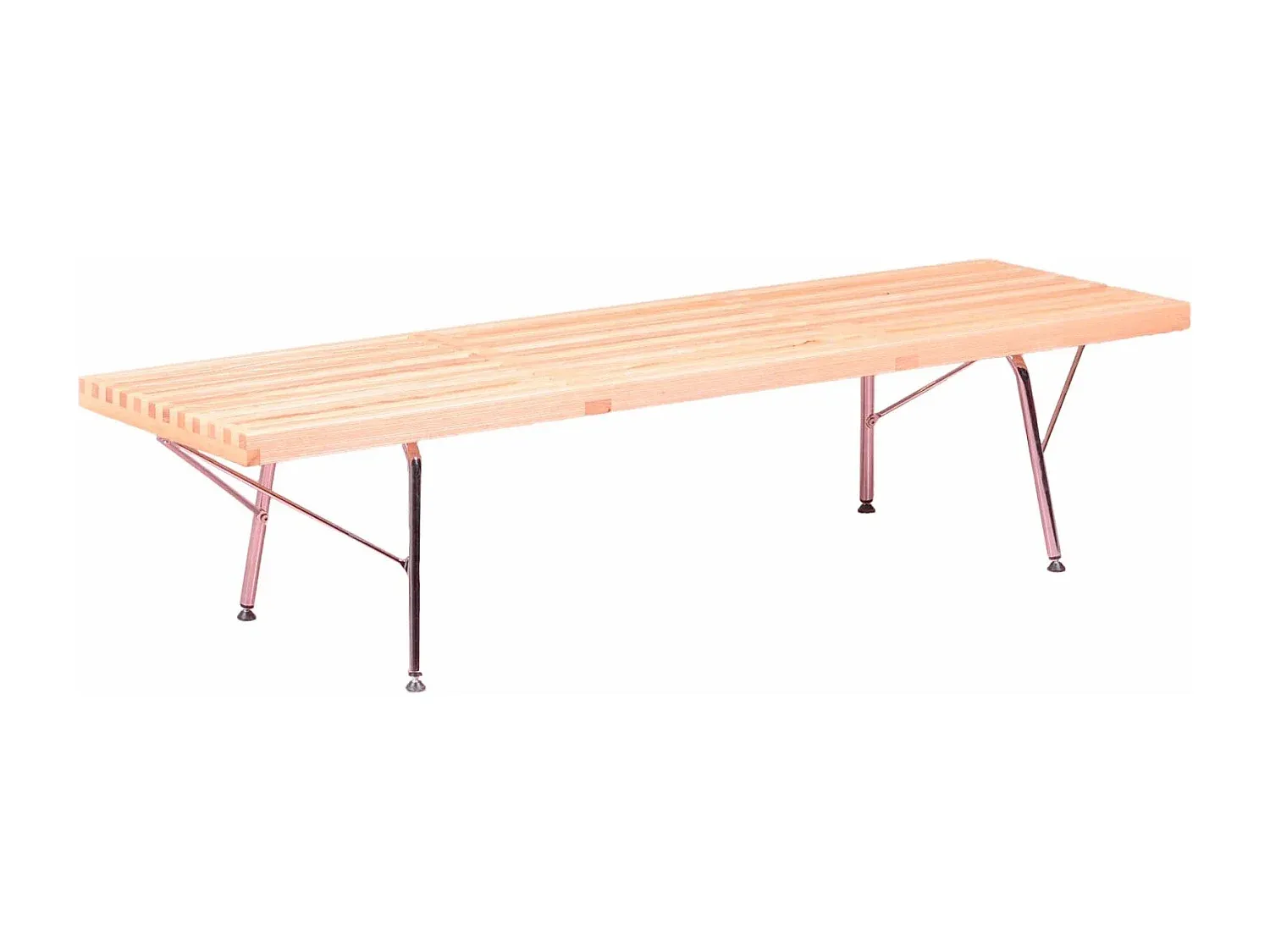 Rustikale Bank aus natürlicher Esche mit Chrombeinen-Basneoion