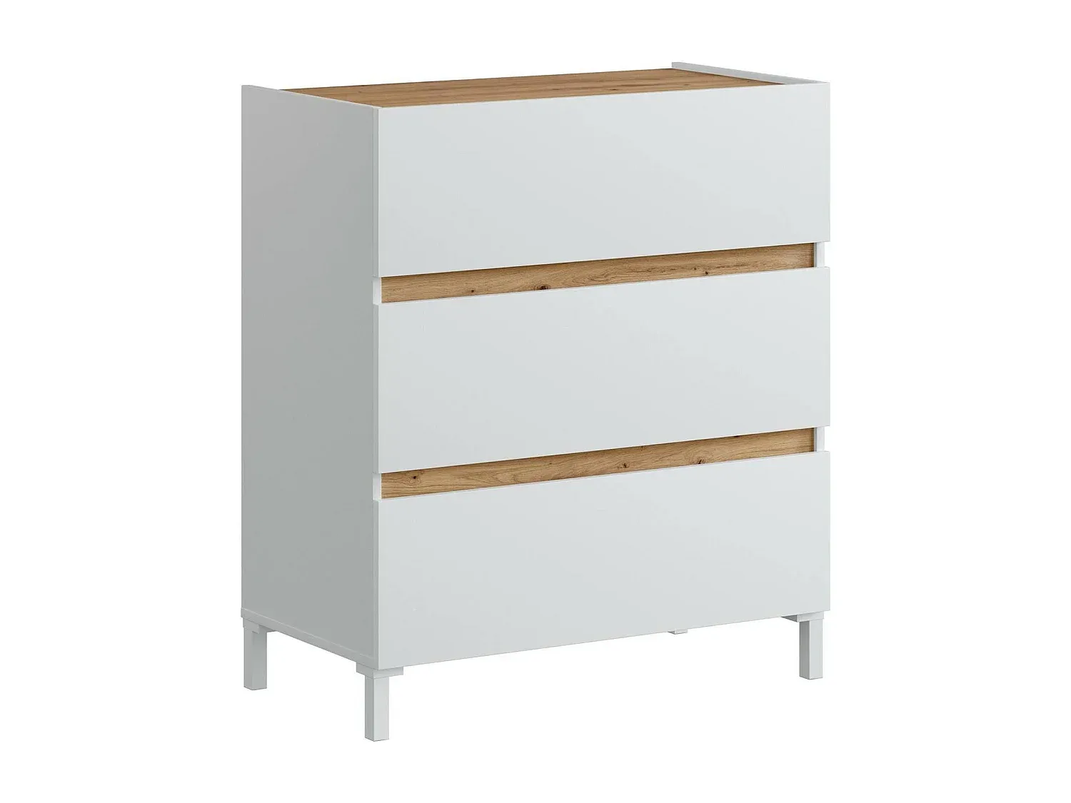 Mehrzweckkommode mit Schubladen, 79x41x91 cm, Weiß und Knoteneiche-Basneoion