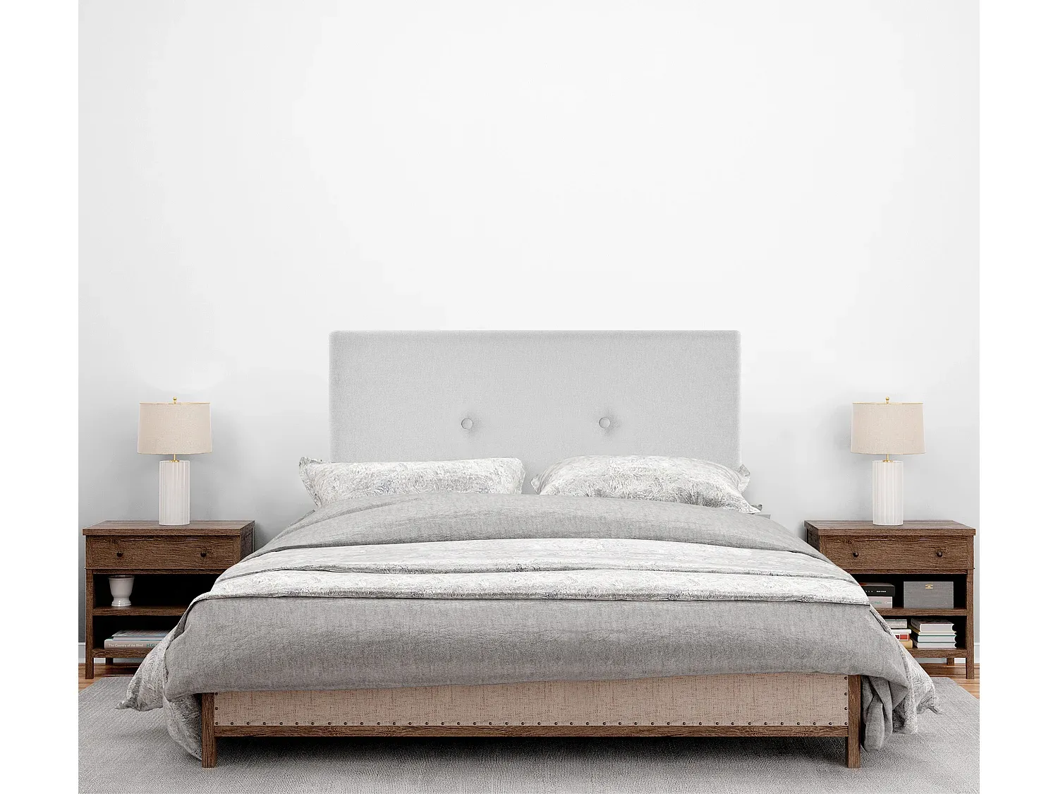 Gepolstertes Kopfteil mit Knöpfen 110x105cm in Perlgrau-Basneoion