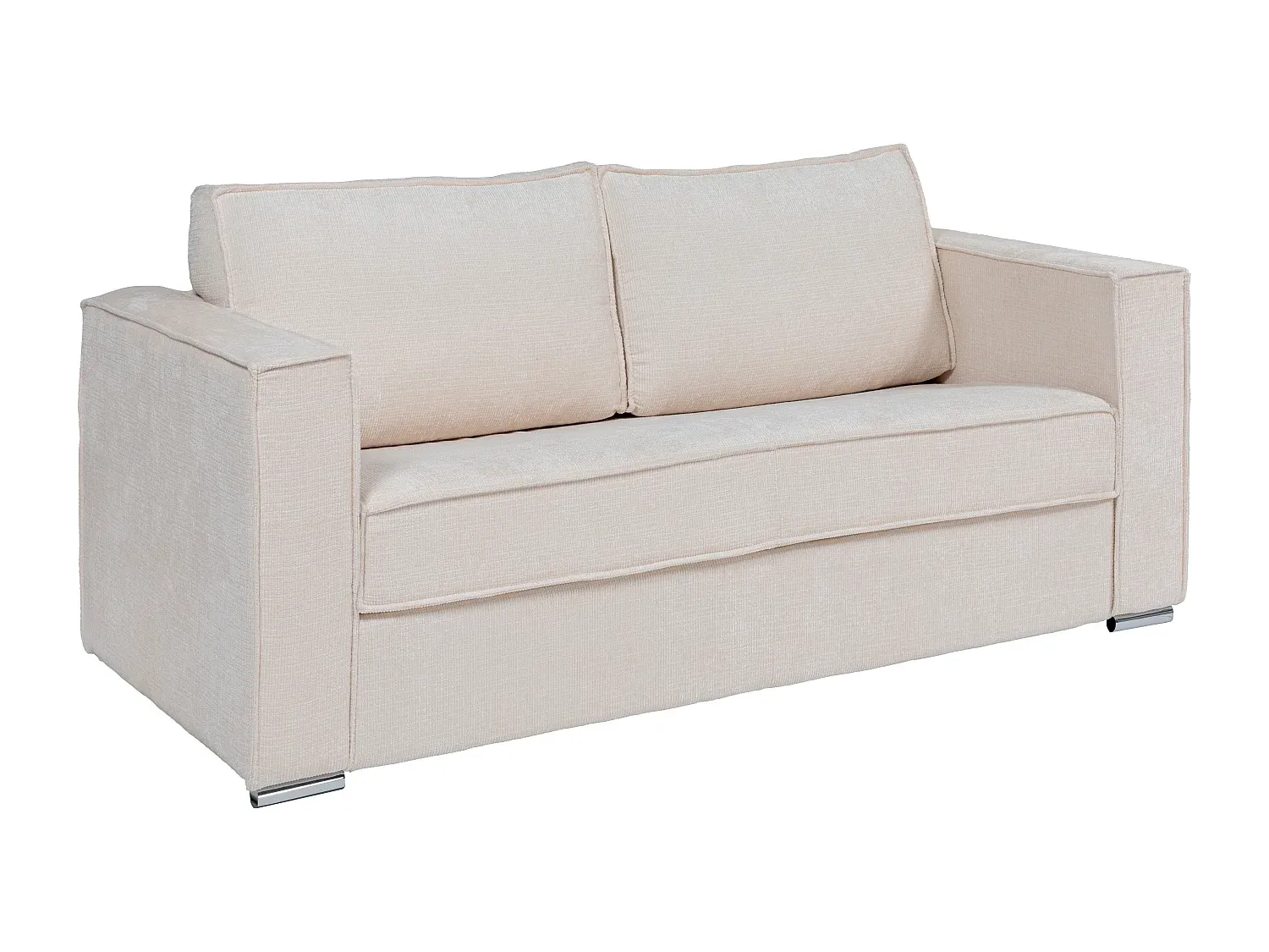 Beiges Schlafsofa mit Bettfunktion, 140 cm Liegefläche, 3-Sitzer-Basneoion