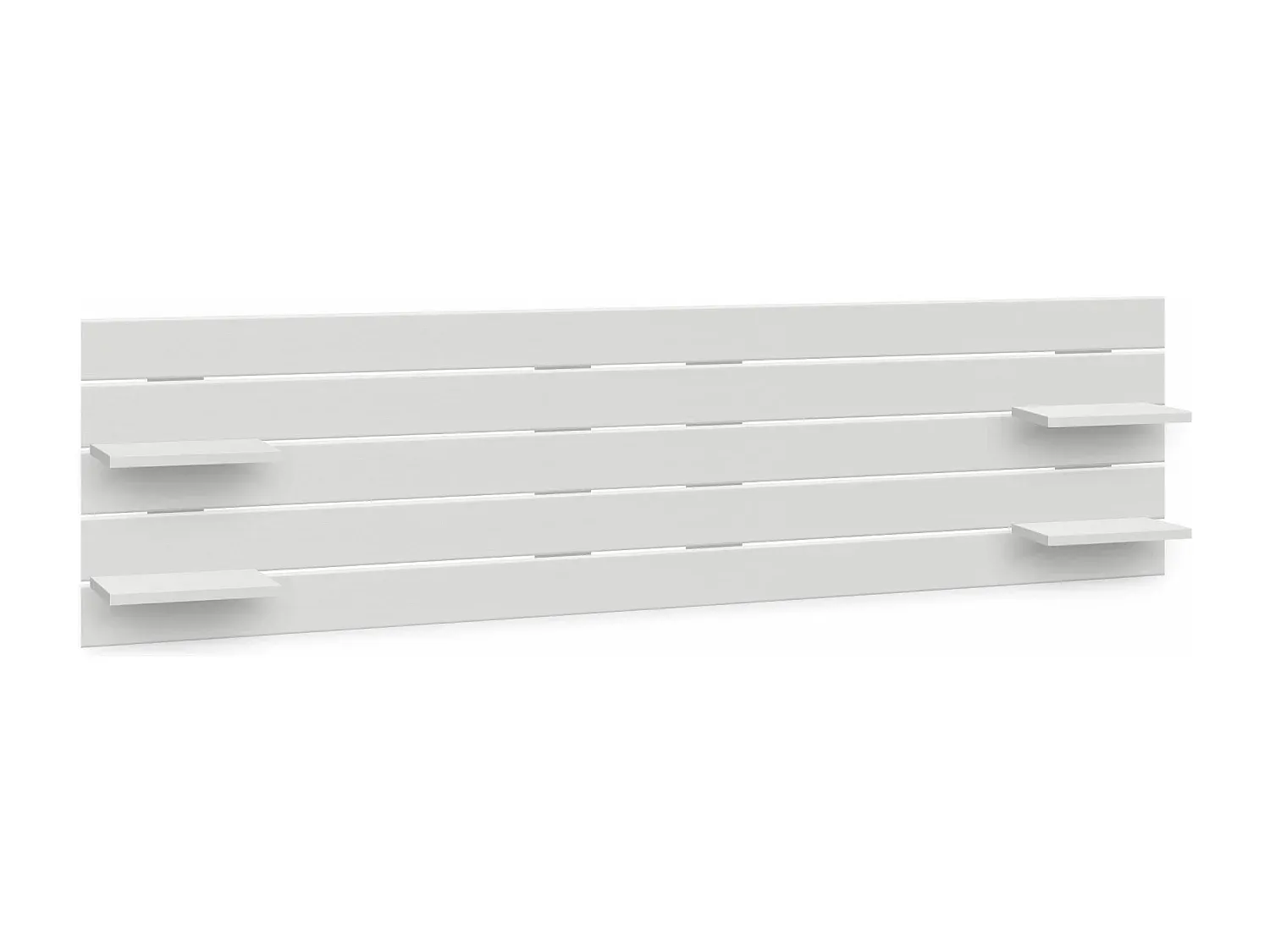 Kopfteil mit Regalen aus recyceltem Holz im Paletten-Stil, horizontale Wandmontage, nordisches Vintage-Design, 290 cm in Weiß-Basneoion