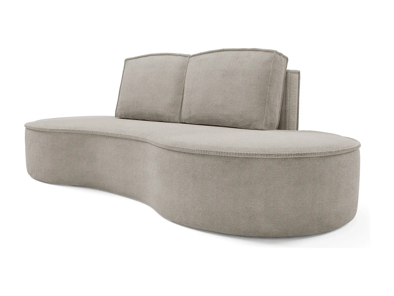 Freistehendes halbrundes Designsofa mit abnehmbaren Rückenkissen aus Stoff, Größe 234x101x88 cm, Farbe Esche-Basneoion