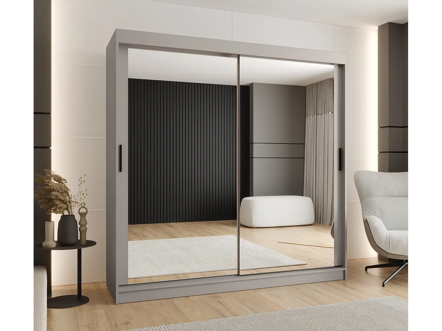 Moderner 2-türiger Kleiderschrank mit Drehtüren in Kaschmir-Basneoion