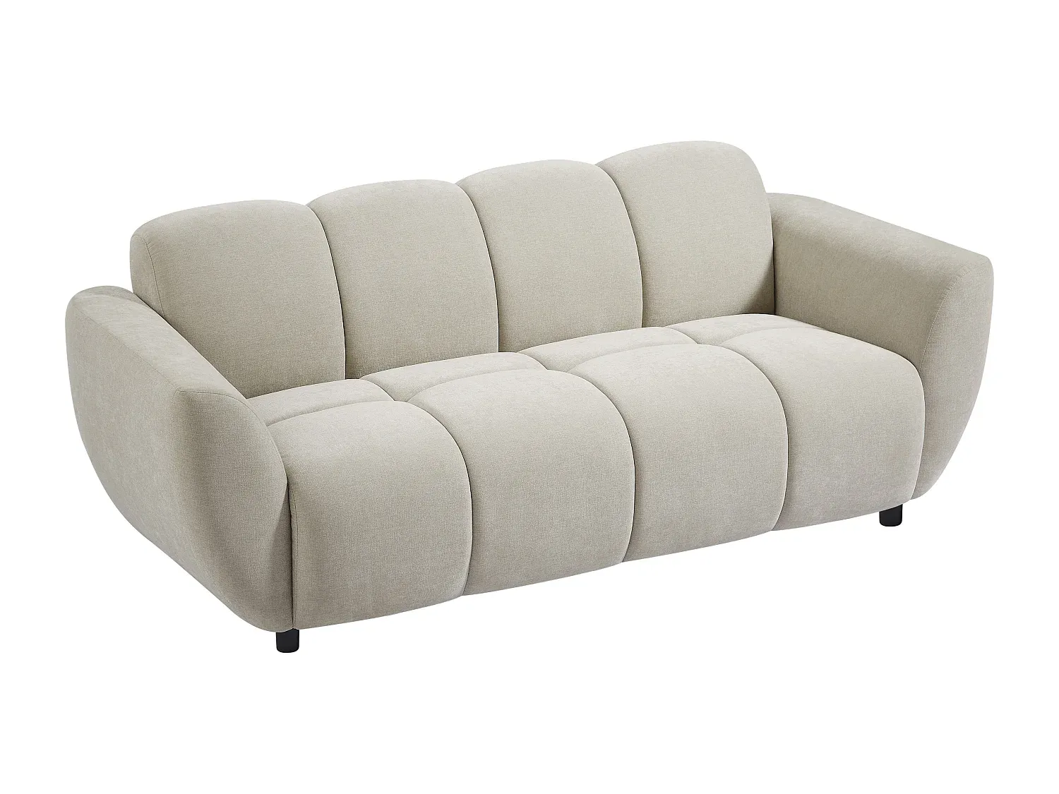 Bequemer 3-Sitzer Stoffsofa in Beige mit Stepp-Optik-Basneoion