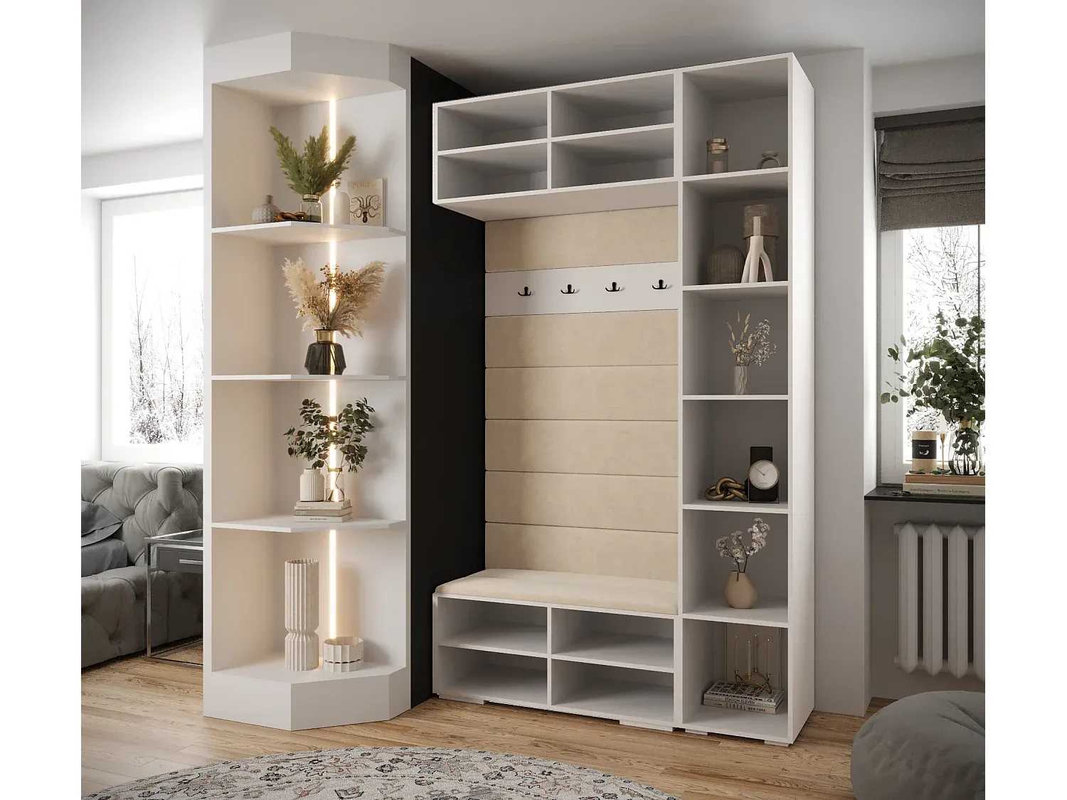 Moderne Drehtürenschrank mit Spiegel-Basneoion