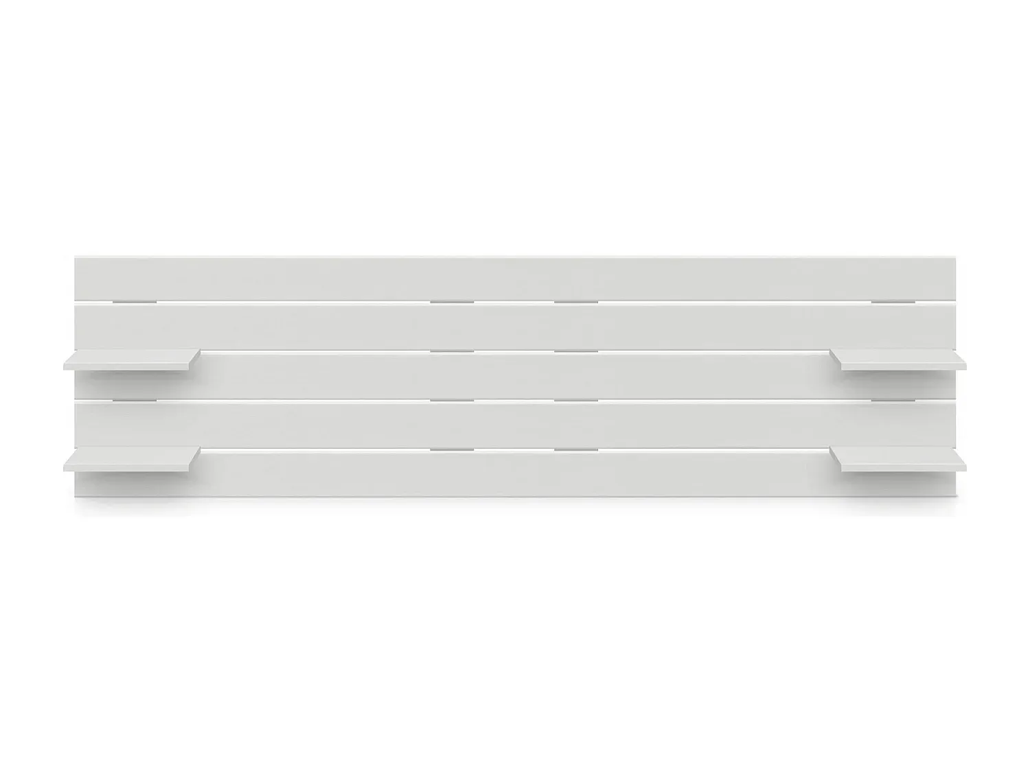 Kopfteil mit Regalen aus recyceltem Holz im Paletten-Stil, horizontale Wandmontage, nordisches Vintage-Design, 290 cm in Weiß-Basneoion