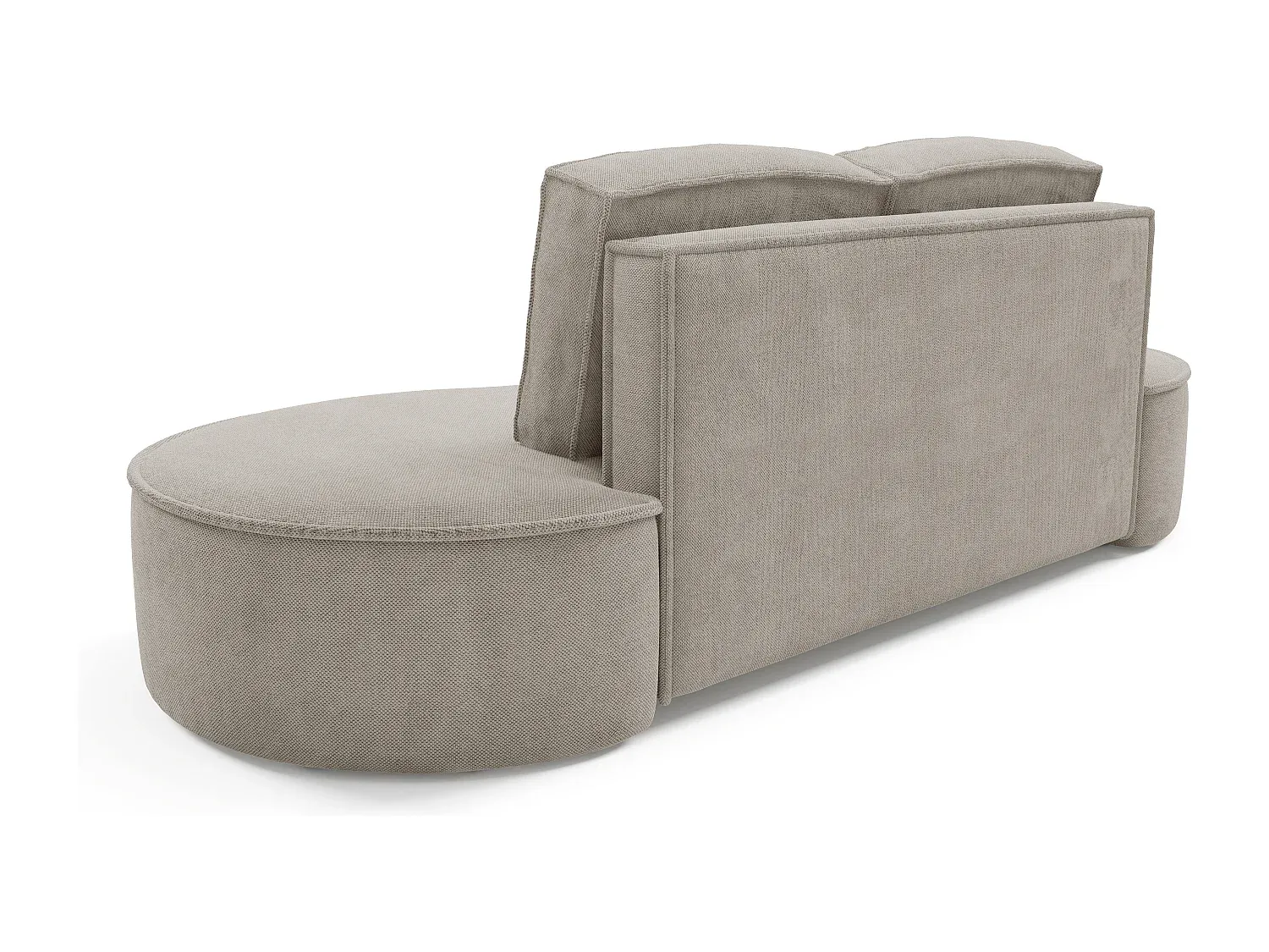 Freistehendes halbrundes Designsofa mit abnehmbaren Rückenkissen aus Stoff, Größe 234x101x88 cm, Farbe Esche-Basneoion