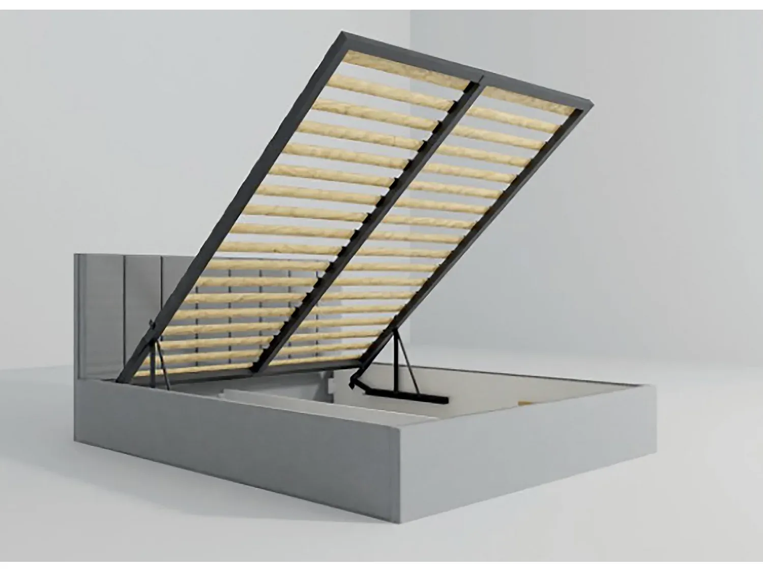 Polsterbett 120x200 mit gepolstertem Kopfteil und Bettkasten-Basneoion