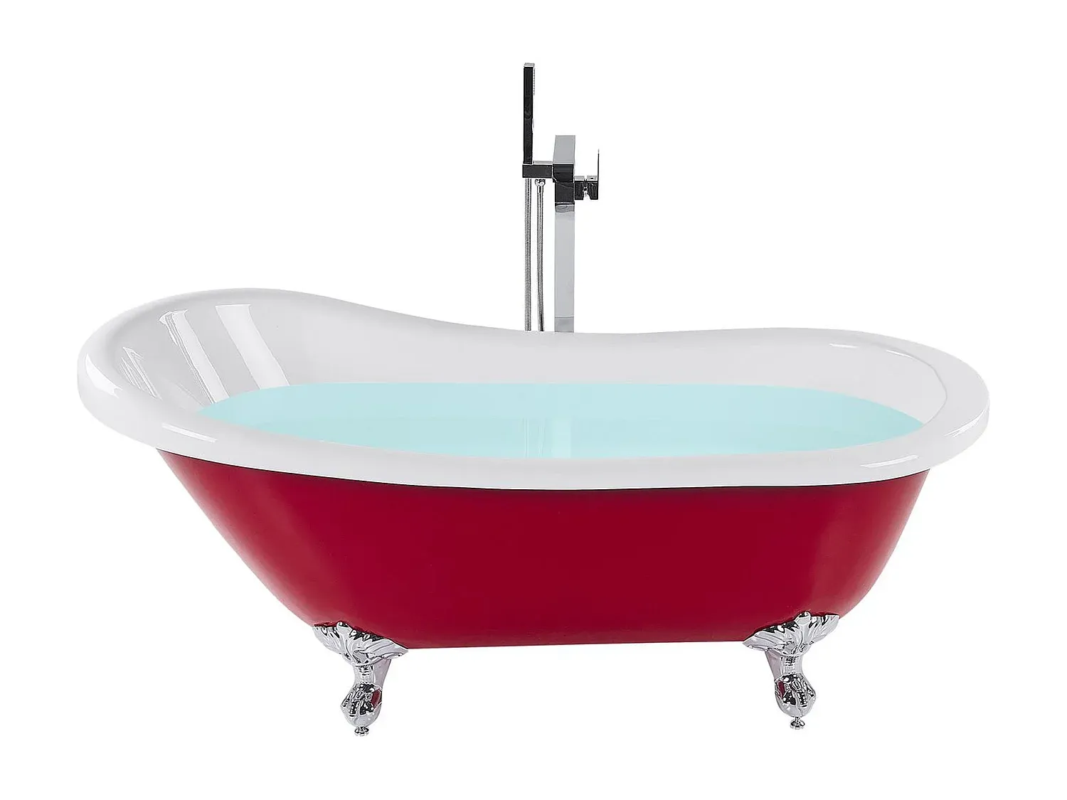 Freistehende rote ovale Badewanne 170 x 76 cm-Basneoion