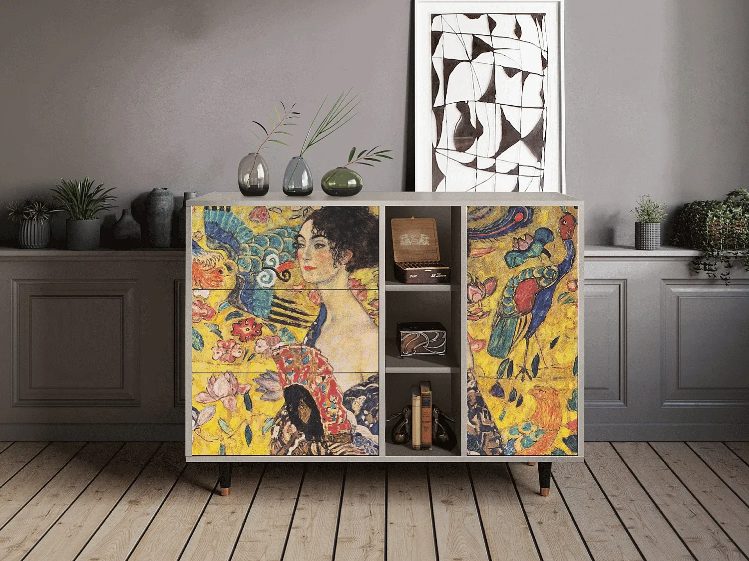 Elegantes Sideboard mit Klimt-Motiv-Basneoion
