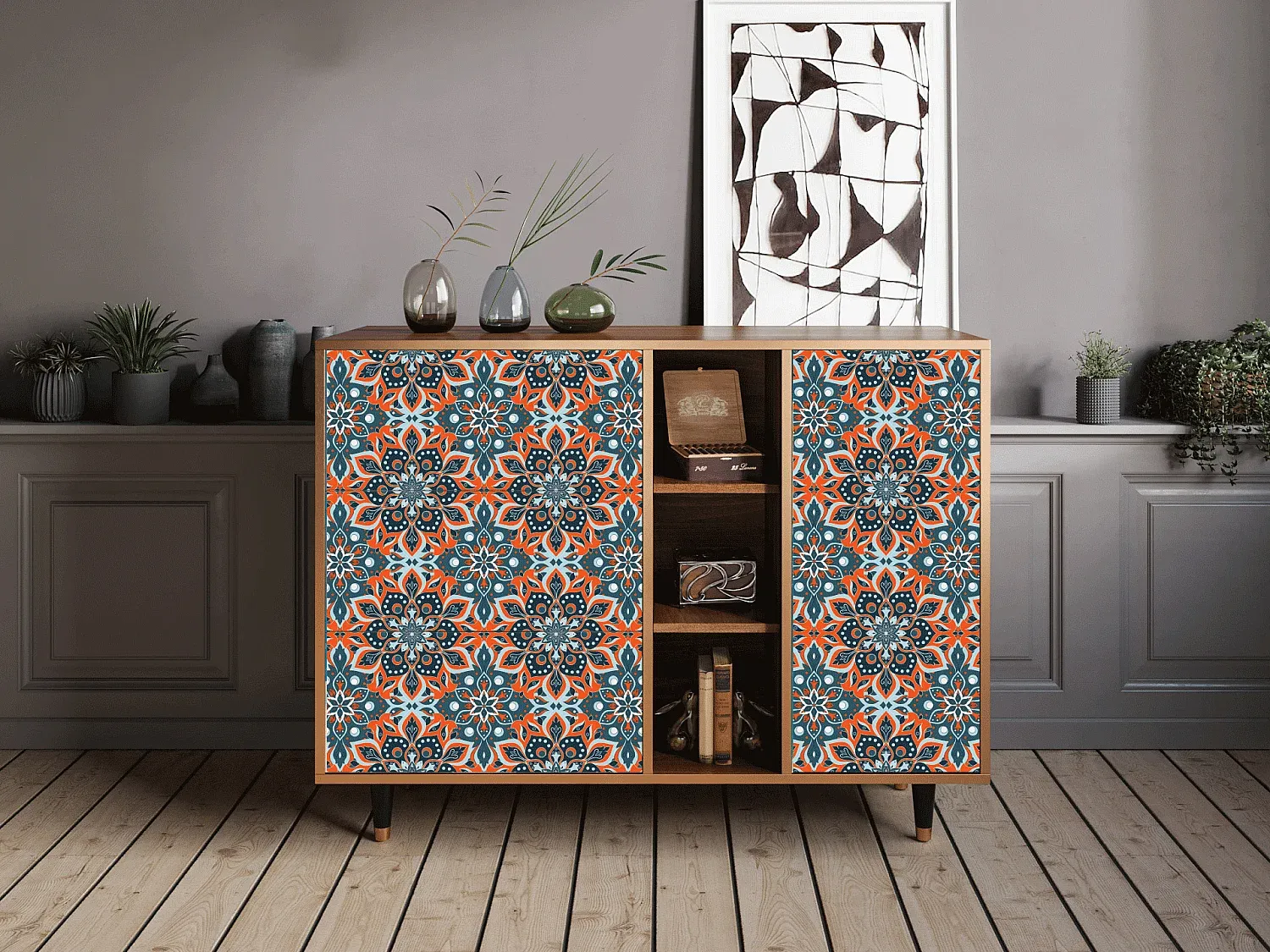 Elegantes Sideboard mit Walnuss-Finish-Basneoion