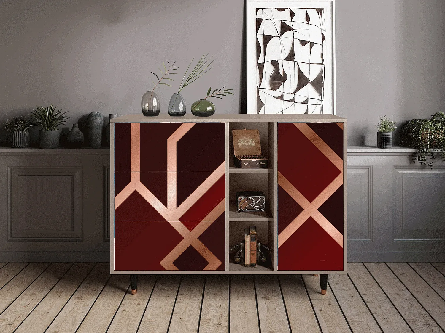 Sideboard im Samtlook mit Stauraum-Basneoion