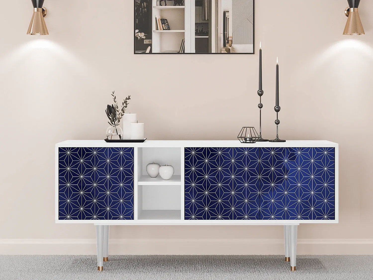 Moderner TV-Schrank mit Stauraum, Weiß-Basneoion