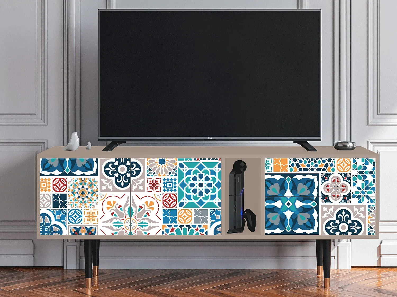 Moderner Fernsehtisch mit großem Stauraum-Basneoion