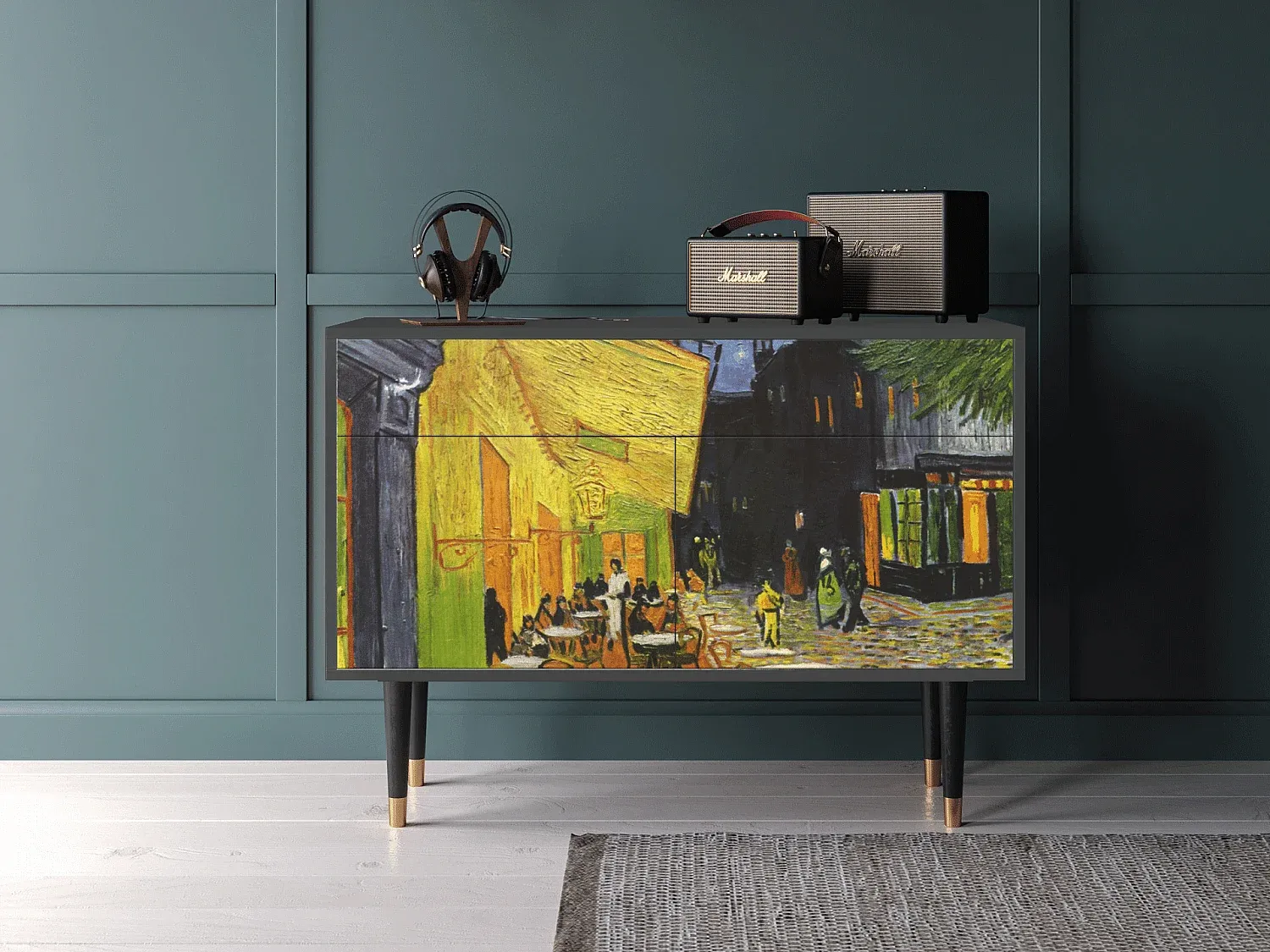 Moderner Sideboard mit großzügigem Stauraum, Anthrazit-Basneoion