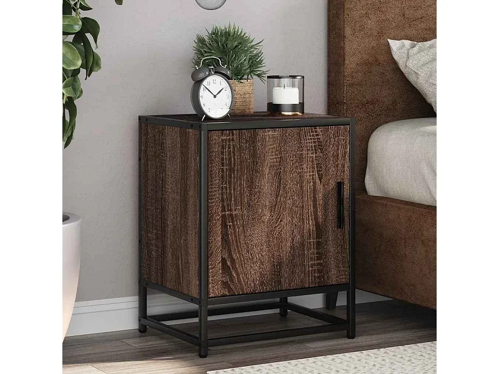 Nachttisch-Set aus Holzwerkstoff in Eichen-Optik, Braun-Basneoion