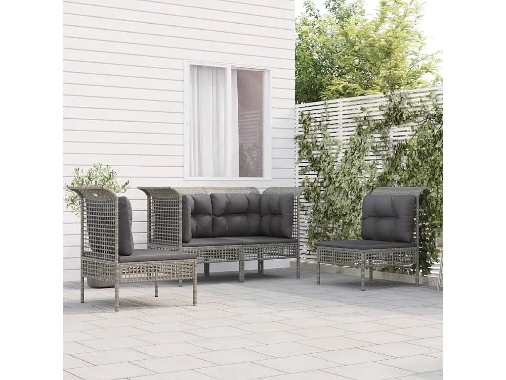 Modulares Gartenmöbel-Set mit Kissen Grau-Basneoion
