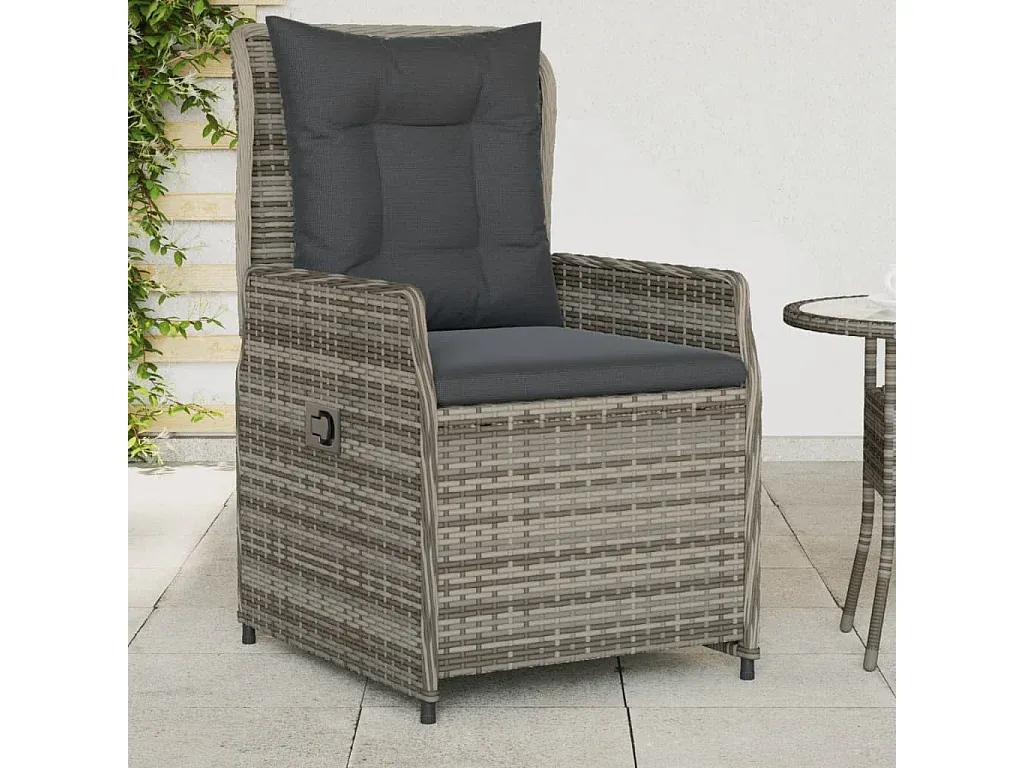 Verstellbare Gartensessel aus Poly Rattan in Grau, 2er Set-Basneoion