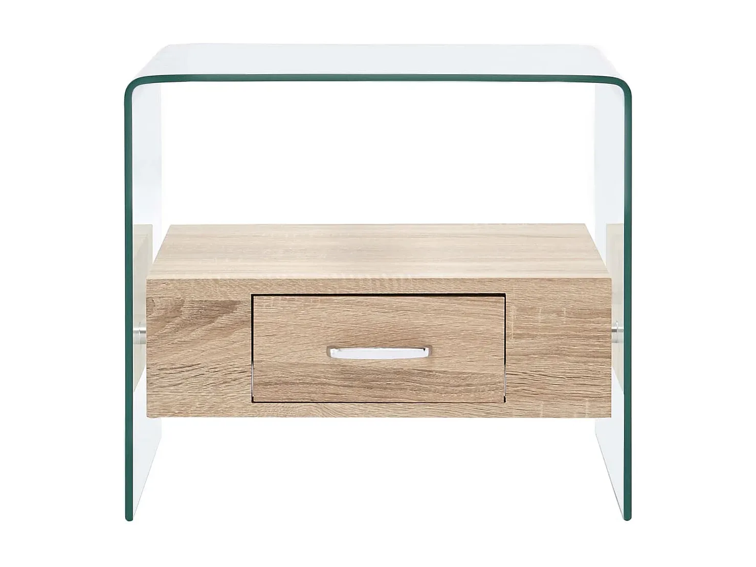 Moderner Beistelltisch mit Schublade aus Glas-Basneoion