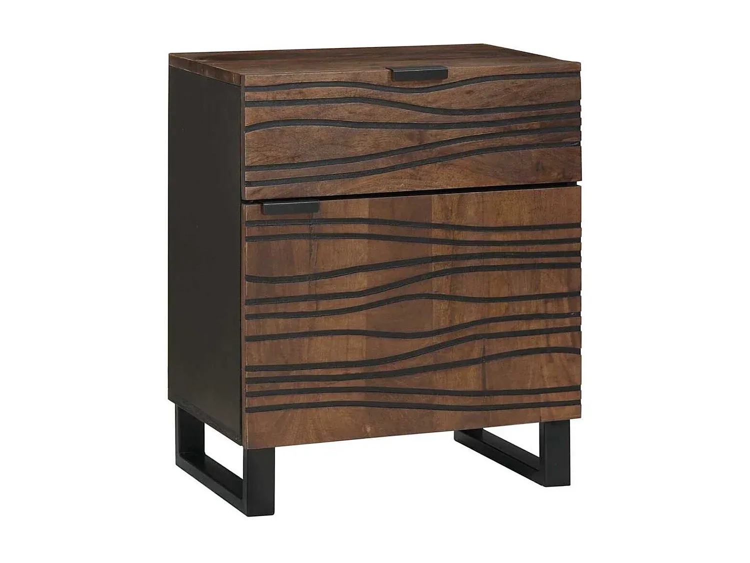 Holz-Nachttisch mit Stauraum, Walnuss-Design, 50 x 33 x 60 cm-Basneoion