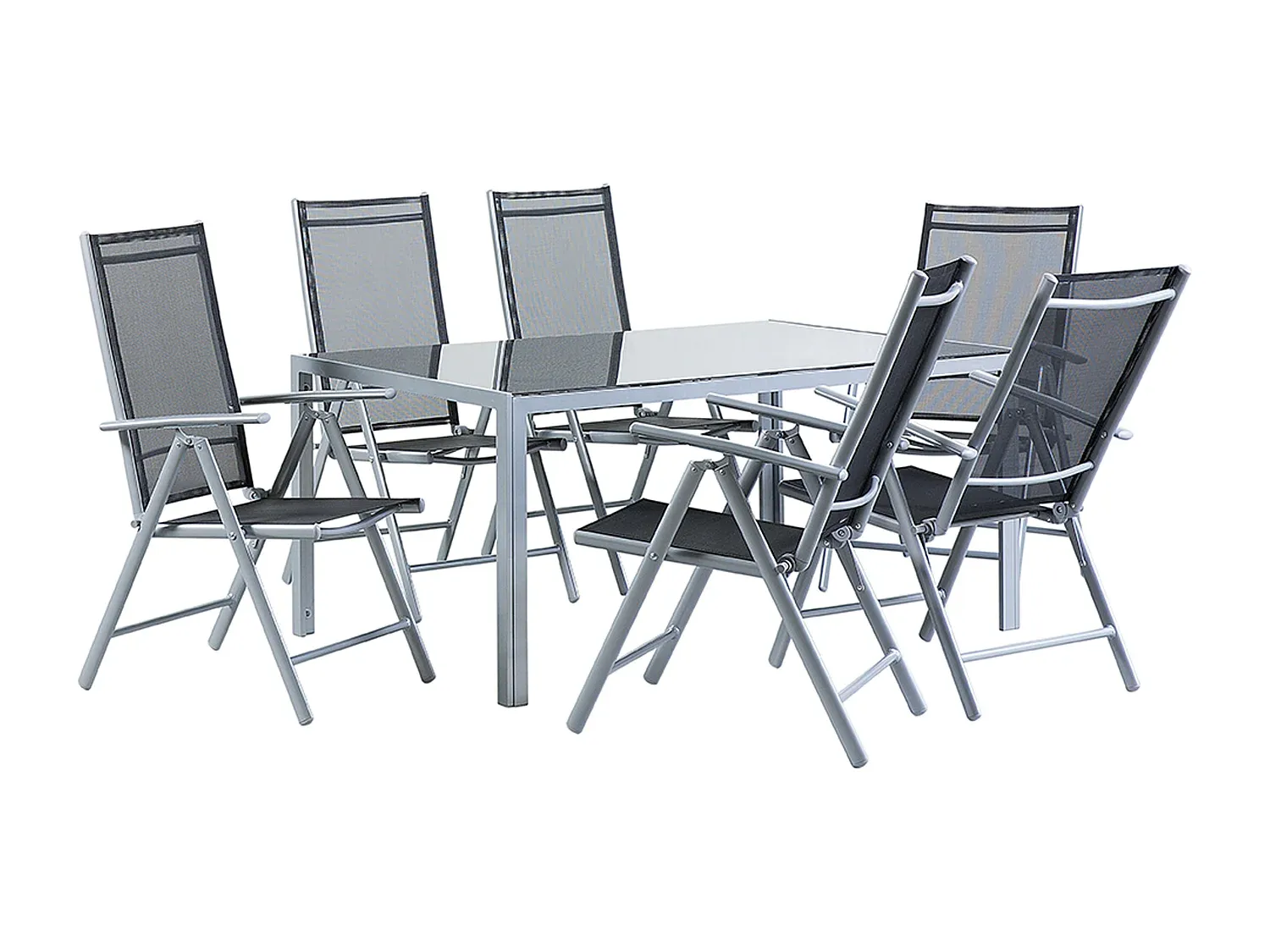 6-Personen Aluminium Gartenmöbel Set Schwarz-Basneoion