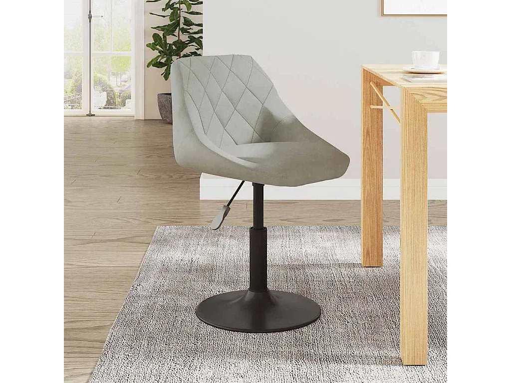 Eleganter Samtstuhl in Hellgrau für Esszimmer-Basneoion