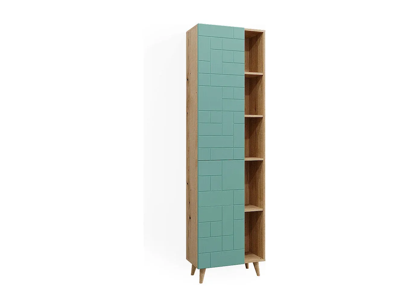 Hochschrank für Badezimmer in Mintgrün 56x30.6x193 cm-Basneoion