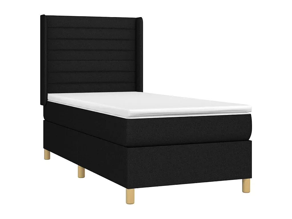 Schwarzes Boxspringbett mit Matratze 80x200 cm-Basneoion