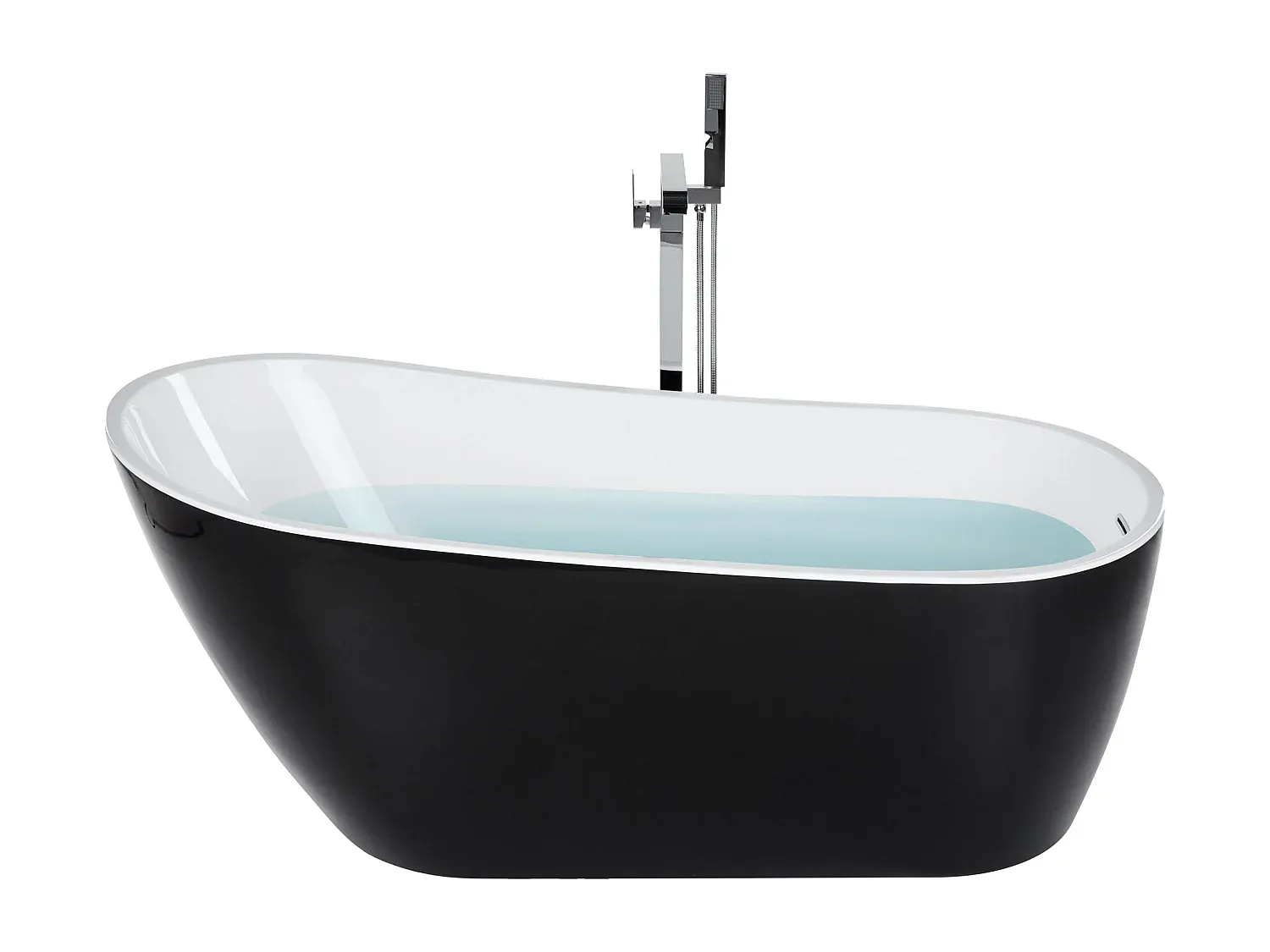 Freistehende schwarze ovale Badewanne 170 x 78 cm-Basneoion