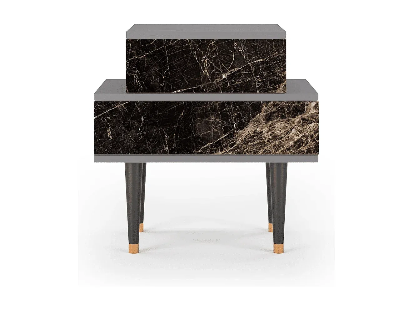 Moderner Nachttisch in Grau mit Stauraum-Basneoion