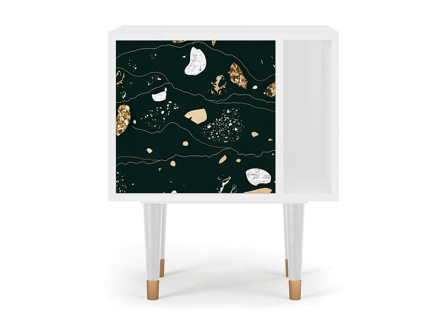 Moderner Nachttisch in Weiß mit Stauraum-Basneoion