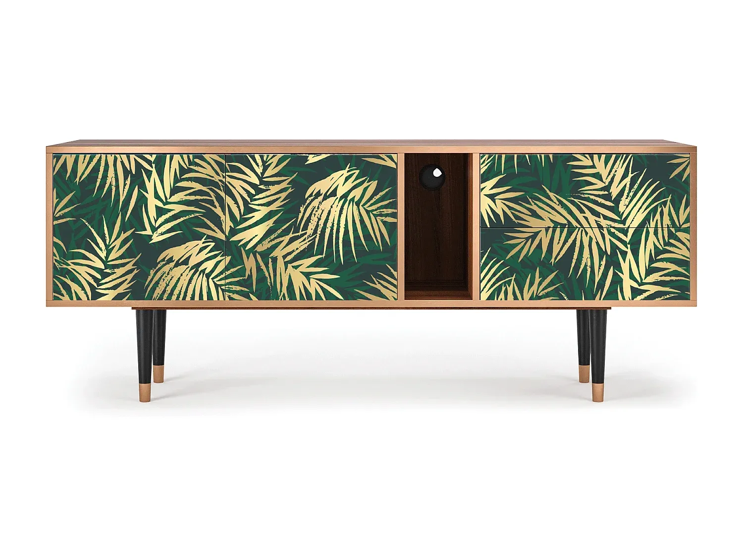 Modernes TV-Regal mit Stauraum, Walnuss-Basneoion