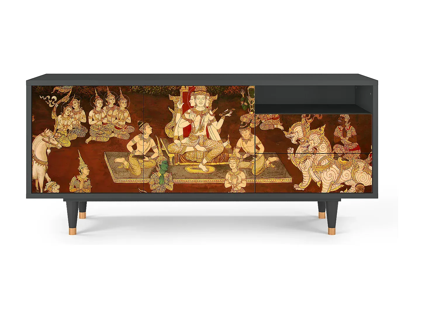 Moderner TV-Schrank in Anthrazit, 125x56x41 cm-Basneoion