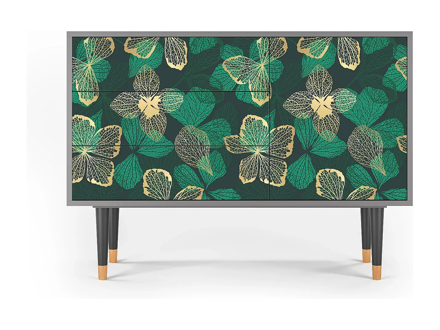 Design-Sideboard mit Blumenmuster, Grau-Basneoion