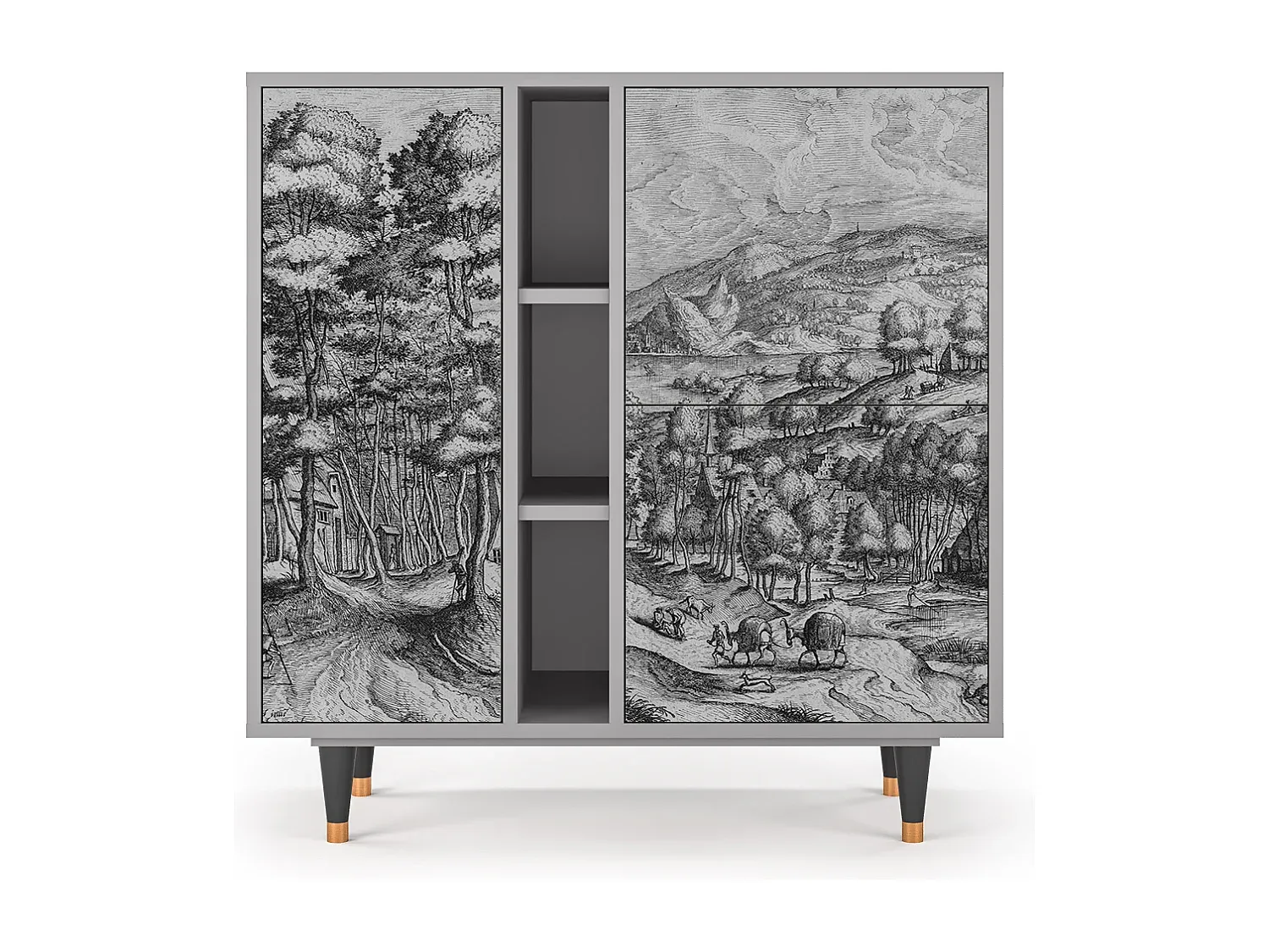Rustikales Sideboard mit Stauraum in Grau-Basneoion
