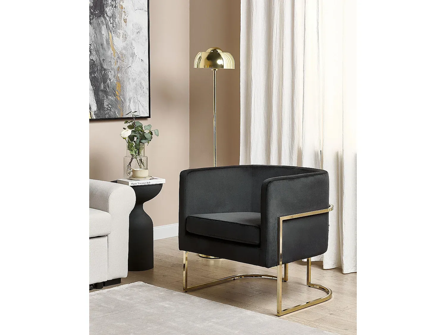 Eleganter schwarzer Samtsessel-Basneoion