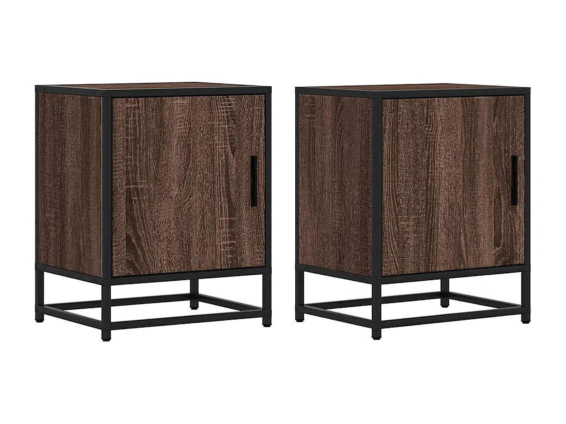 Nachttisch-Set aus Holzwerkstoff in Eichen-Optik, Braun-Basneoion