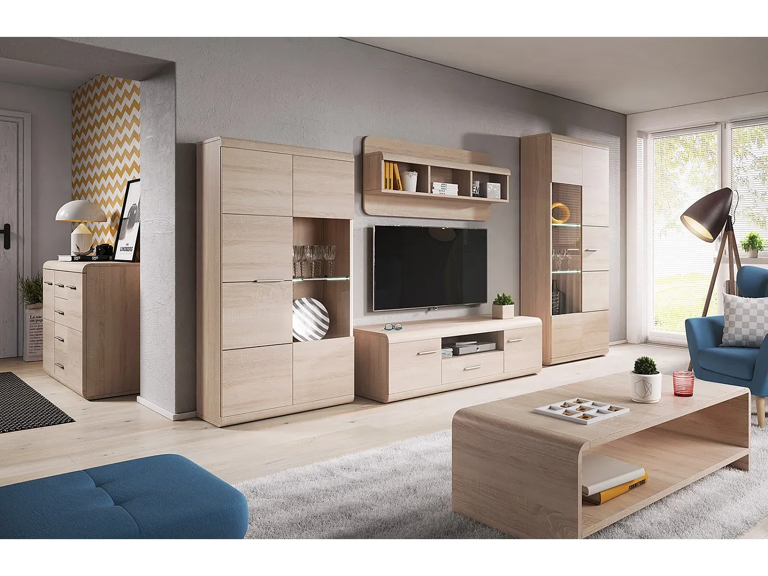 Modernes TV-Möbel aus Sonoma Eiche 140x54x44 cm-Basneoion