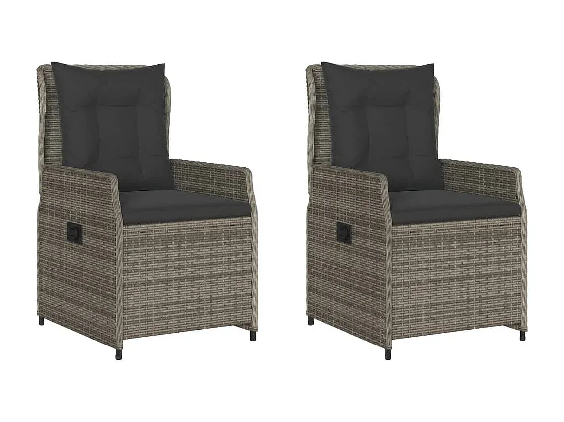 Verstellbare Gartensessel aus Poly Rattan in Grau, 2er Set-Basneoion