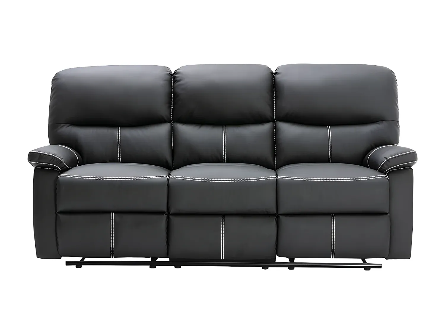 Schwarzes Kunstleder-Sofa, 3-Sitzer-Basneoion