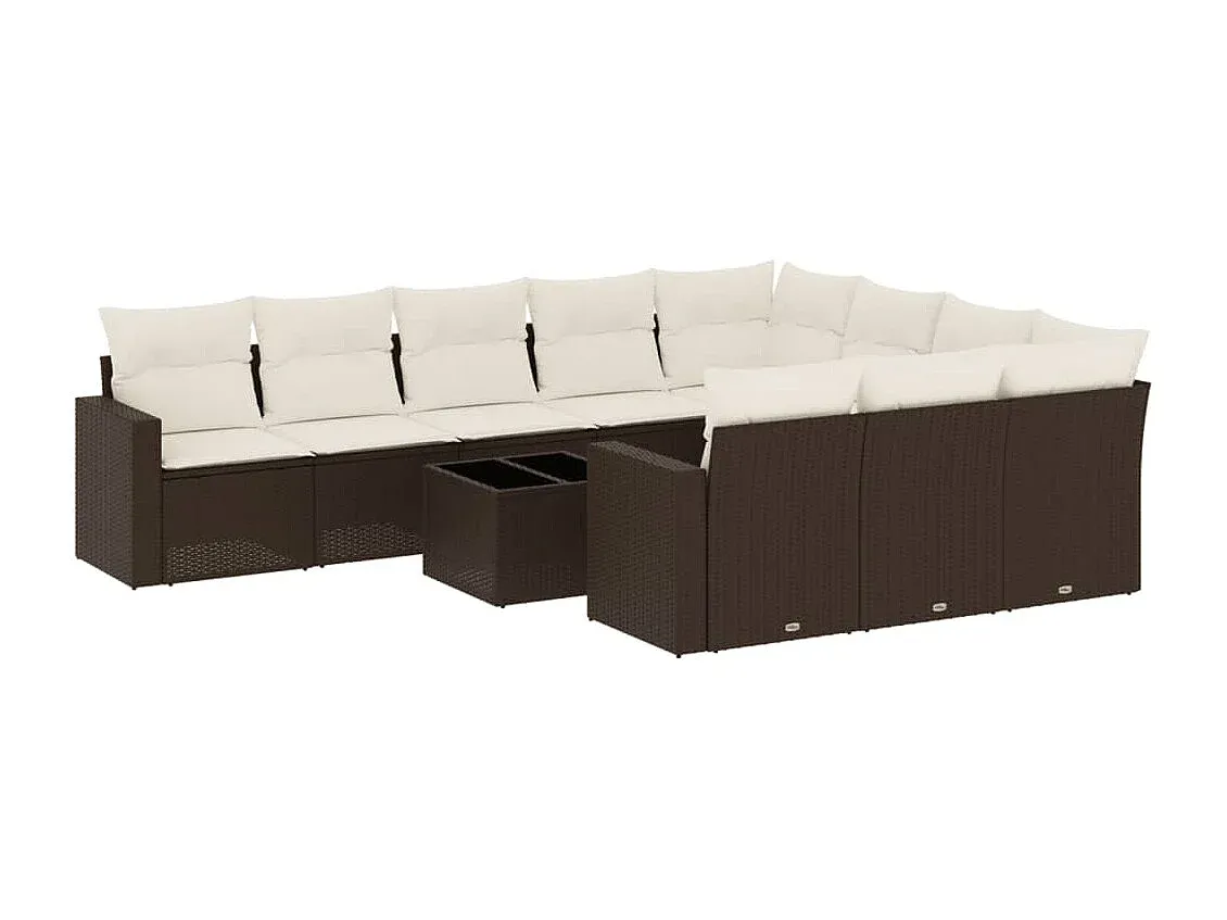 Garten-Lounge Set mit Kissen, Poly Rattan, Braun-Basneoion