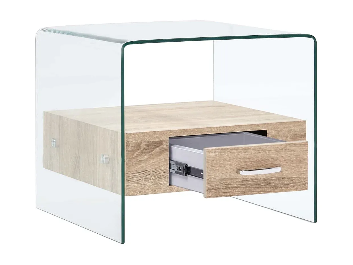 Moderner Beistelltisch mit Schublade aus Glas-Basneoion