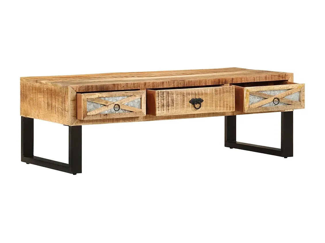 Rechteckiger Couchtisch aus Mangoholz 110x50x38 cm-Basneoion