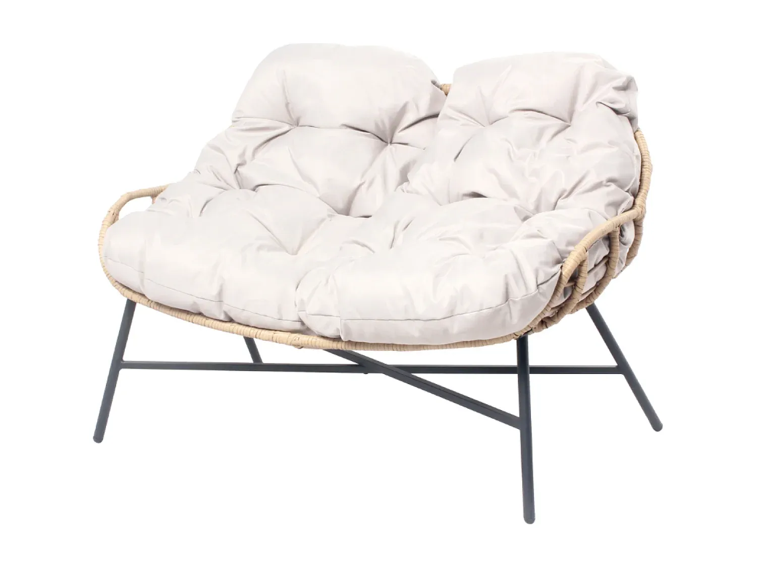 Rattan Gartenmöbelset für 4 Personen in Beige mit Sofa und Sesseln-Basneoion