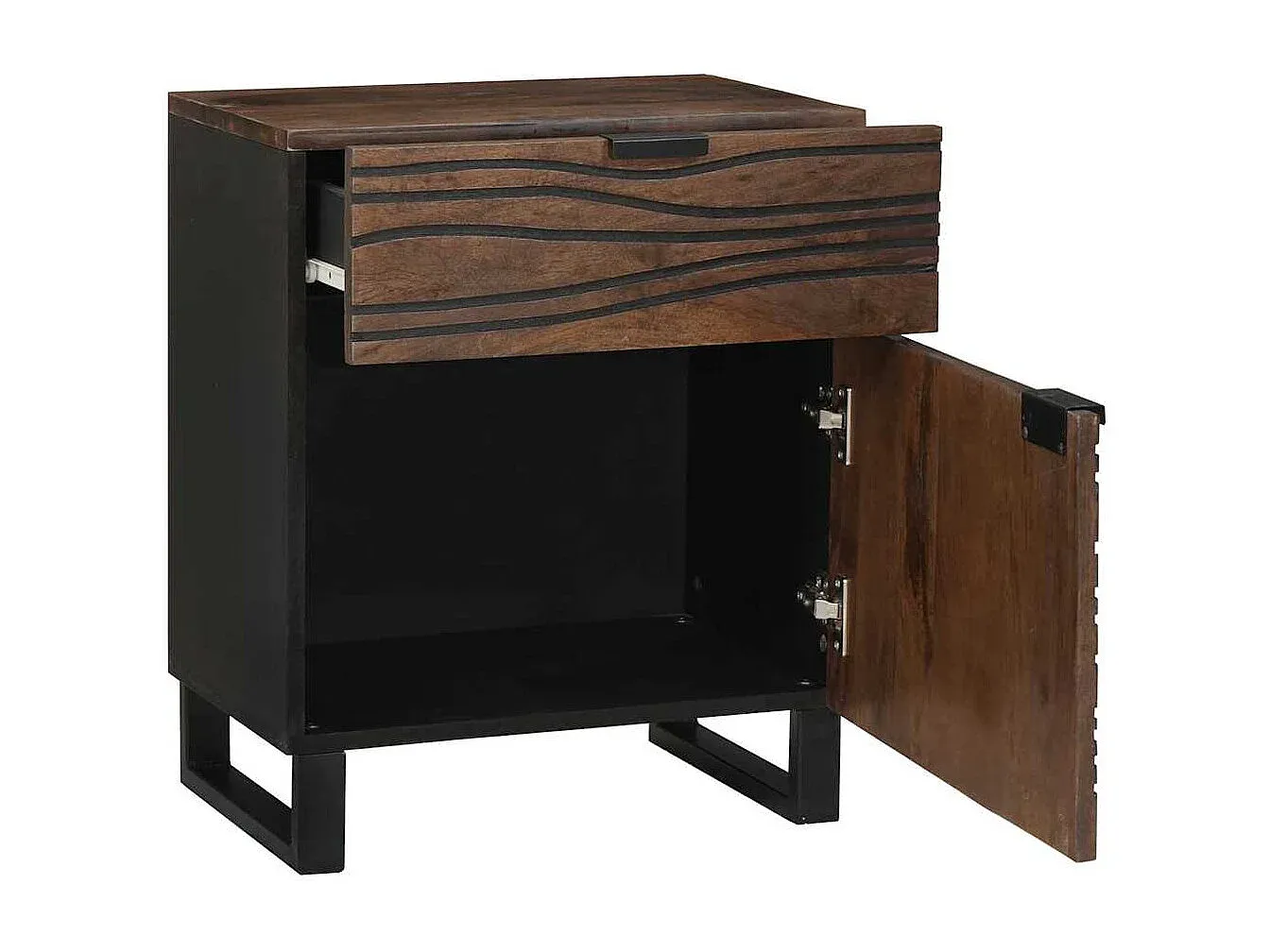 Holz-Nachttisch mit Stauraum, Walnuss-Design, 50 x 33 x 60 cm-Basneoion